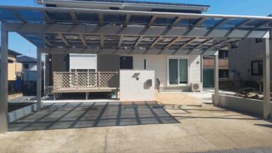 機能性とデザインを両立したカーポート&外構施工|施工事例